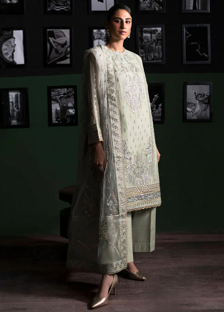 La Regina by Seraph Embroidered Chiffon Suits Unstitched 3 Piece SPH24LR Nile mist - Festive Collection