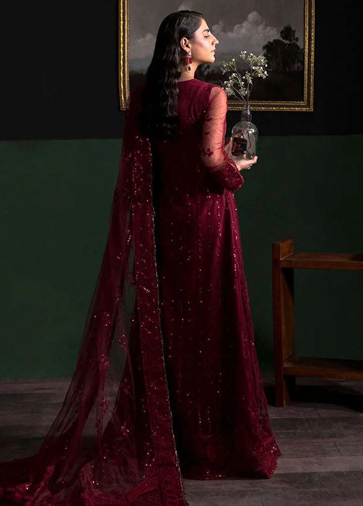 La Regina by Seraph Embroidered Net Suits Unstitched 3 Piece SPH24LR Rosewood - Festive Collection