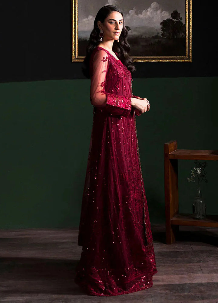 La Regina by Seraph Embroidered Net Suits Unstitched 3 Piece SPH24LR Rosewood - Festive Collection