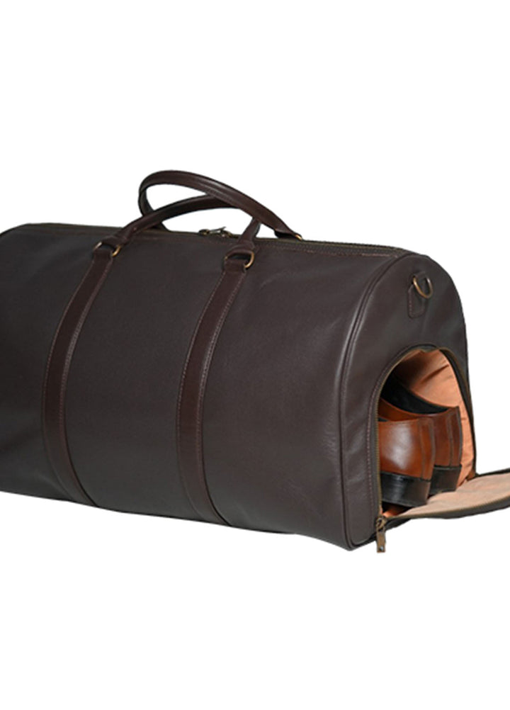 Lafanzo Pret Plain Leather Duffel Bag 5712 Brown