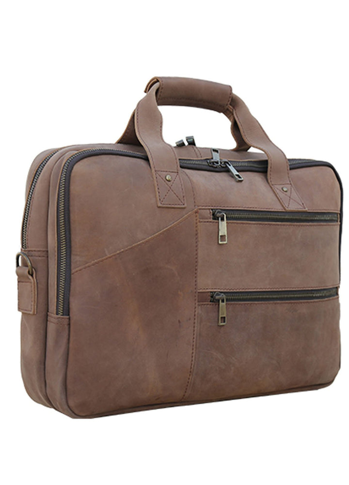 Lafanzo Pret Plain Leather Laptop Bag 5001 Tan Brown