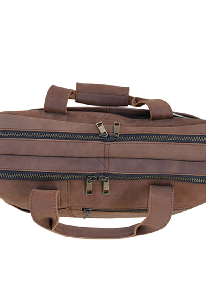 Lafanzo Pret Plain Leather Laptop Bag 5001 Tan Brown