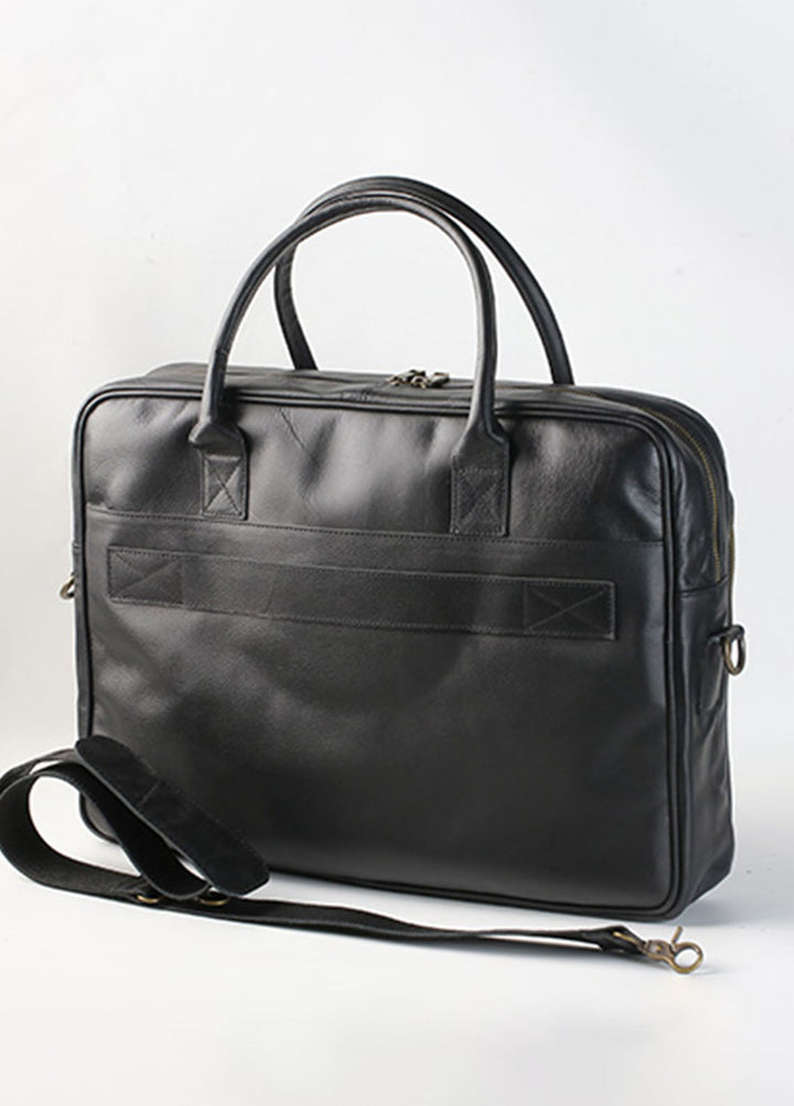 Lafanzo Pret Plain Leather Laptop Bag 5006 Black