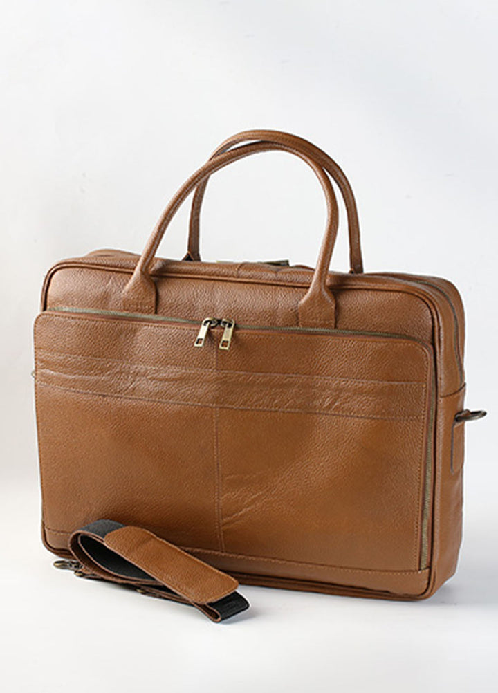 Lafanzo Pret Plain Leather Laptop Bag 5006 Tan