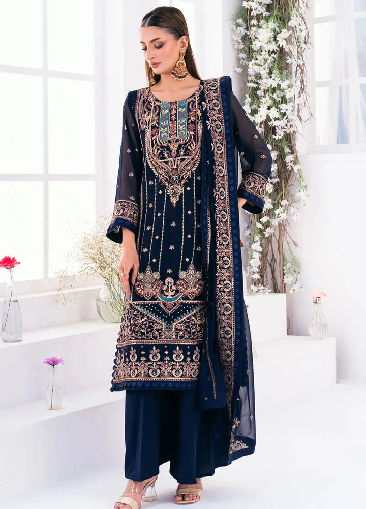 Lallaria by Noorma Kaamal Embroidered Chiffon Suit Unstitched 4 Piece NKL24L NK-LLC-23 - Festive Collection