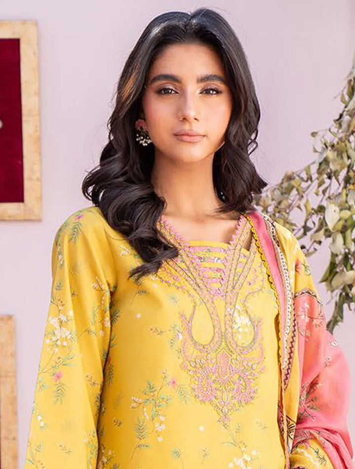 Lamhay By Bin Ilyas Embroidered Lawn Suit Unstitched 3 Piece BI24LL D-101 - Summer Collection
