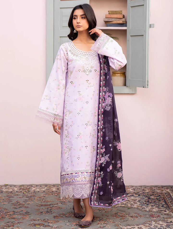Lamhay By Bin Ilyas Embroidered Lawn Suit Unstitched 3 Piece BI24LL D-103 - Summer Collection