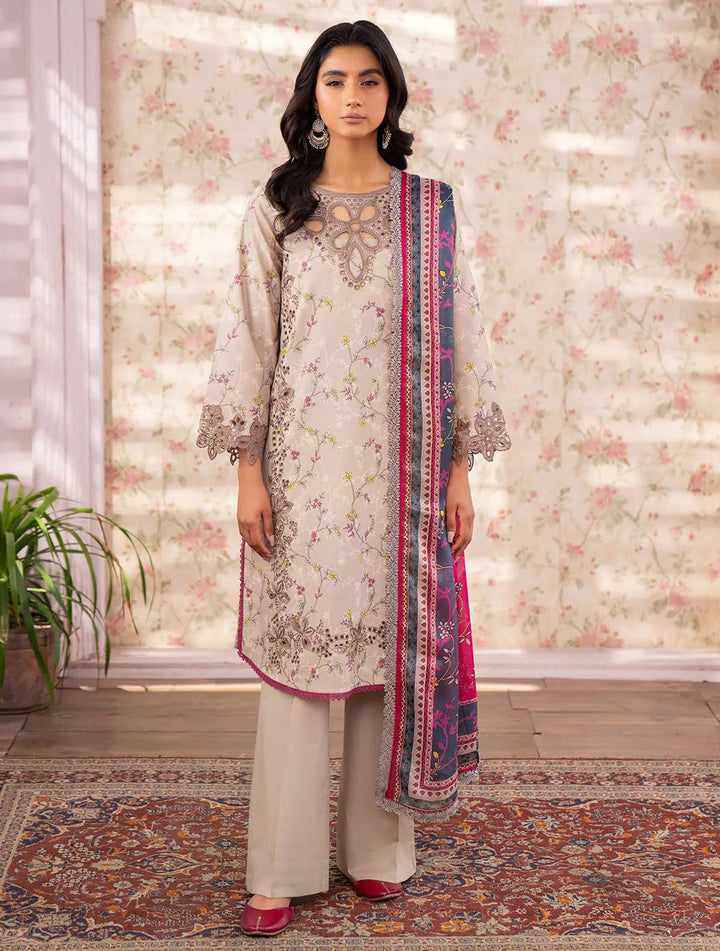 Lamhay By Bin Ilyas Embroidered Lawn Suit Unstitched 3 Piece BI24LL D-105 - Summer Collection