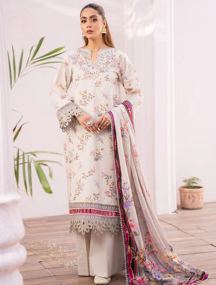 Lamhay By Bin Ilyas Embroidered Lawn Suit Unstitched 3 Piece BI24LL D-111 - Summer Collection