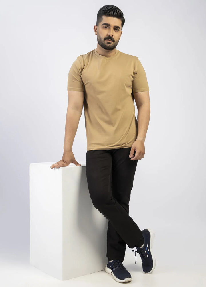 Lamorado Cotton Casual Men T-Shirt - Khaki Spandex