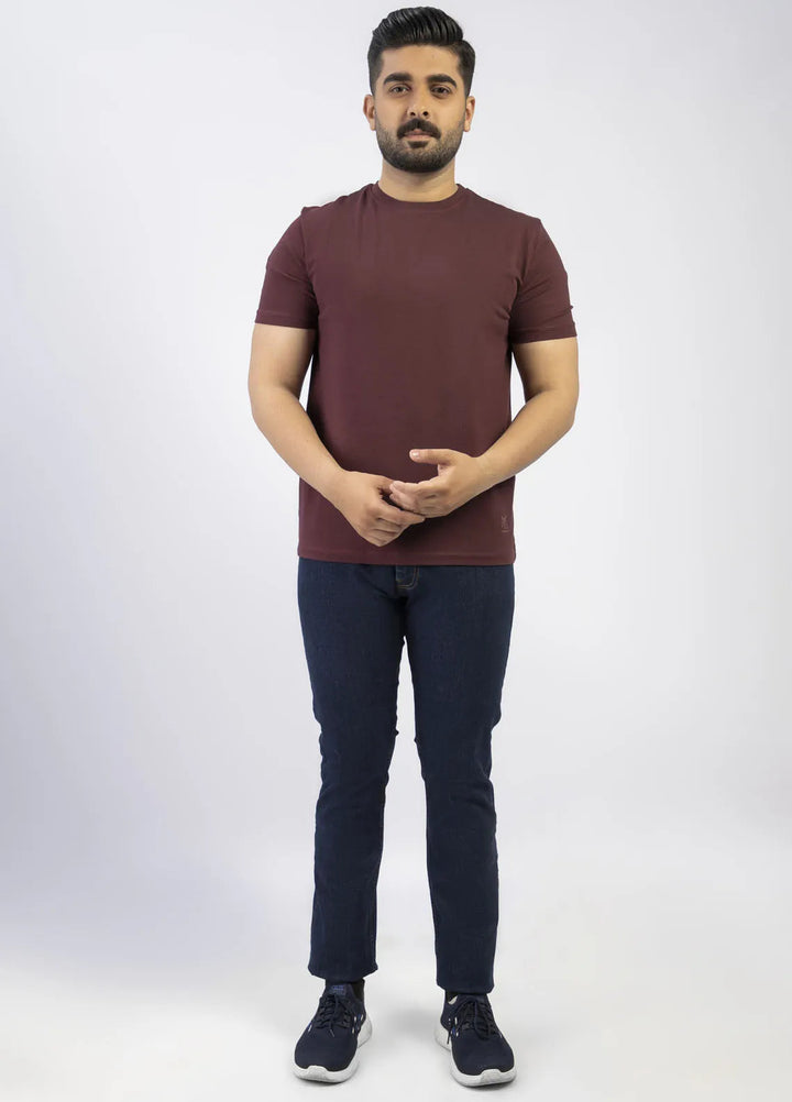 Lamorado Cotton Casual Men T-Shirt - Maroon Spandex