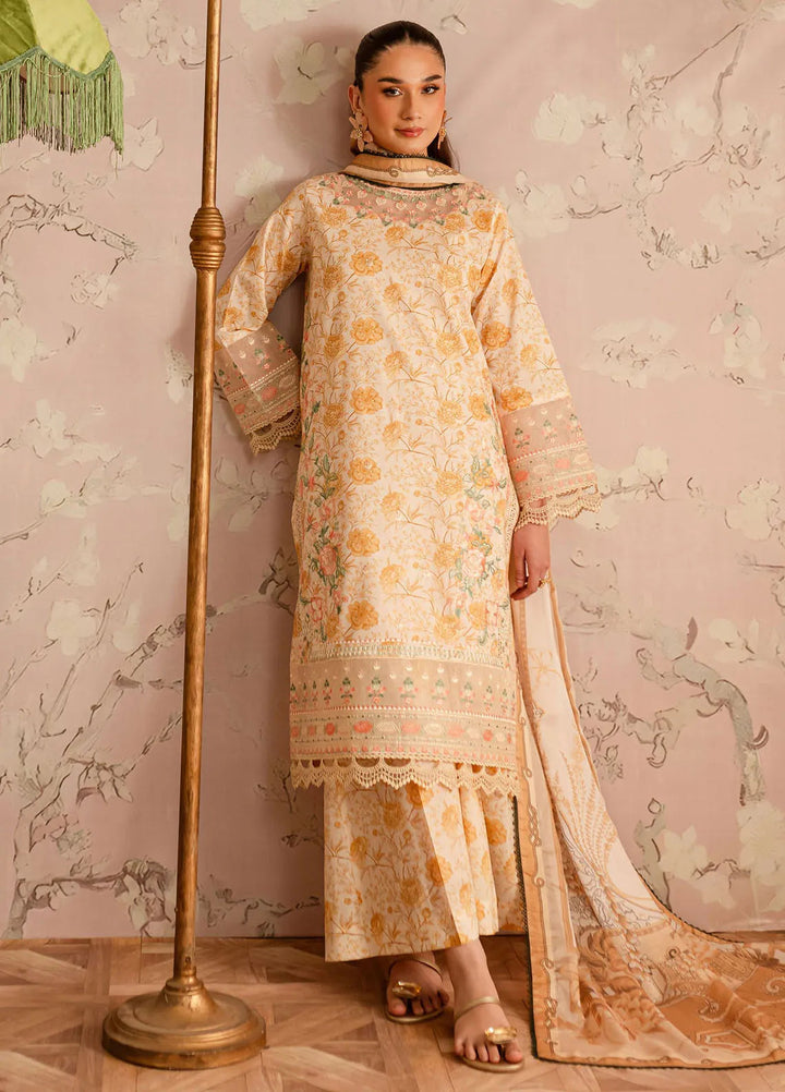 Leila by Mahnur Embroidered Lawn Suits Unstitched 3 Piece MN24LP D-02 Mandarin - Summer Collection