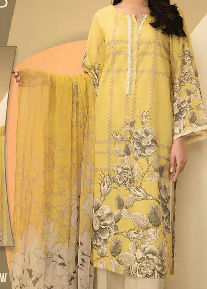 LimeLight Printed Lawn Suits Unstitched 2 Piece LL21S U-1242 YELLOW - Summer Collection