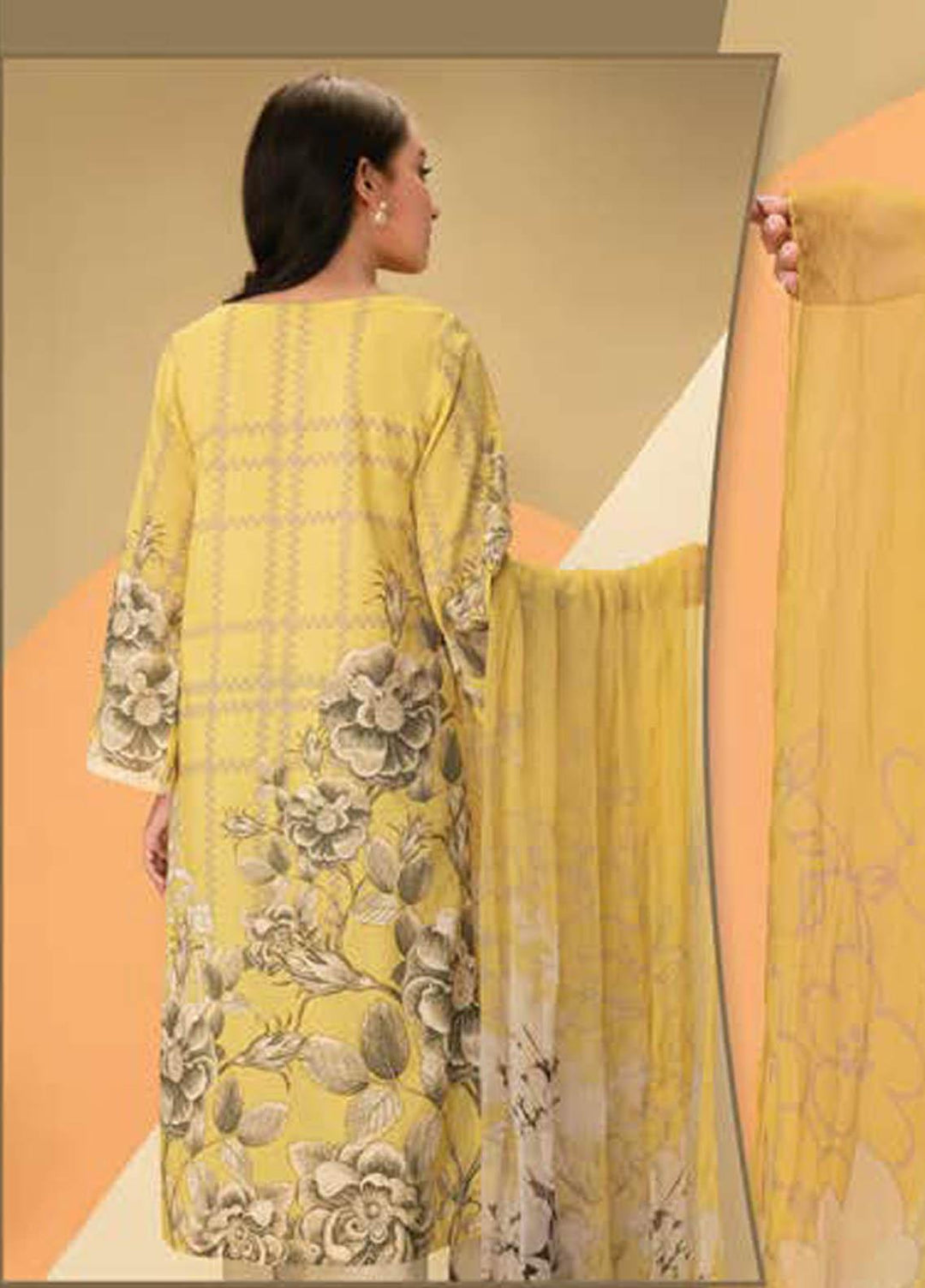 LimeLight Printed Lawn Suits Unstitched 2 Piece LL21S U-1242 YELLOW - Summer Collection