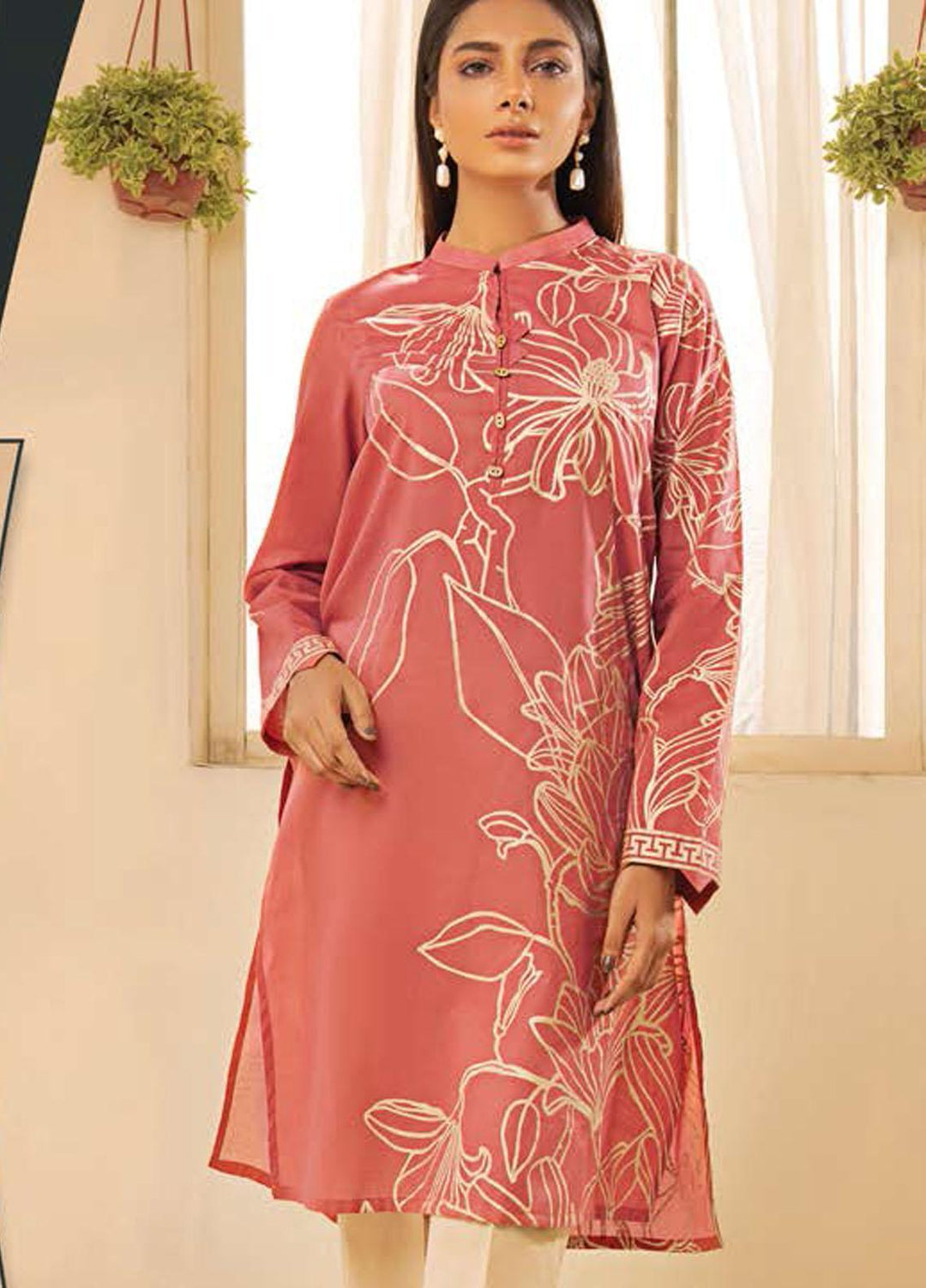 LimeLight Printed Lawn Unstitched Kurties LL21SE U1203 Pink - Summer Collection
