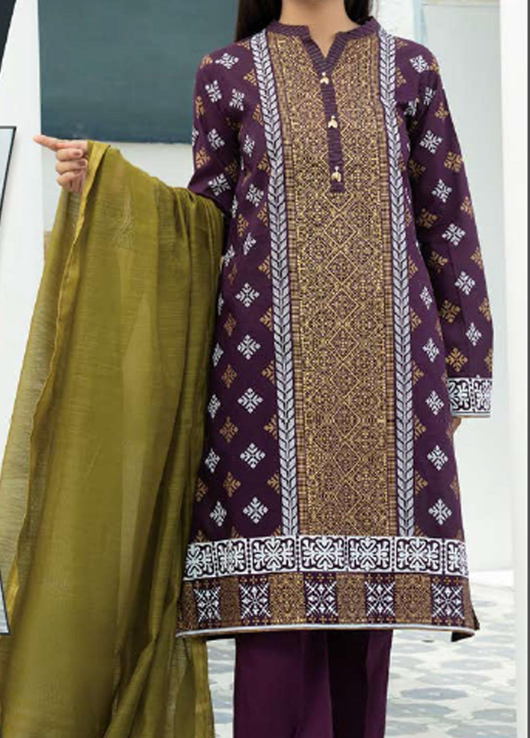 LimeLight Printed Lawn Suits Unstitched 2 Piece LL21SE U1450 Plum - Summer Collection