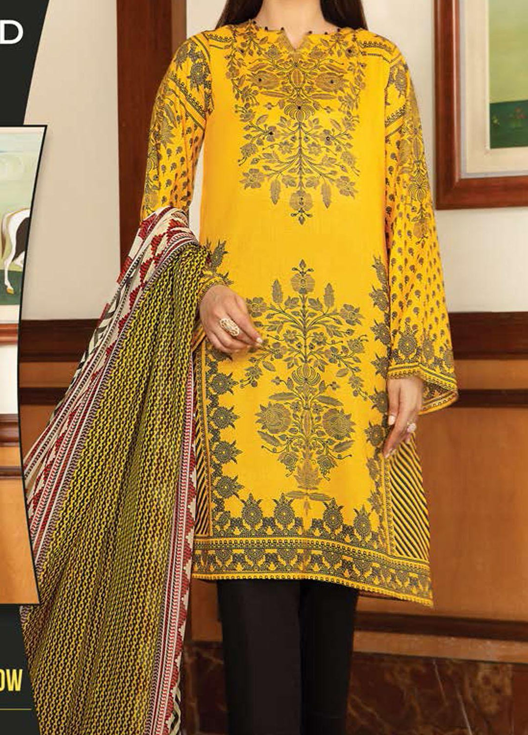 LimeLight Printed Lawn Suits Unstitched 2 Piece LL21SE U1509 Yellow - Summer Collection