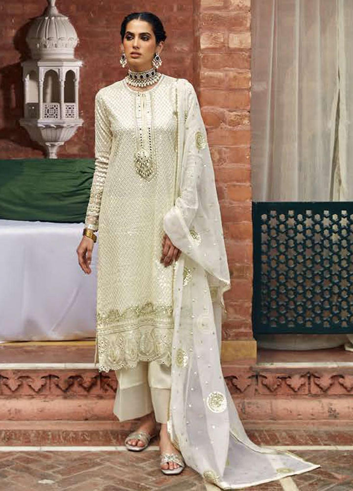 Luxe Atelier by Cross Stitch Embroidered Net Suits Unstitched 4 Piece CS22LA2 Ashen Glint - Luxury Collection