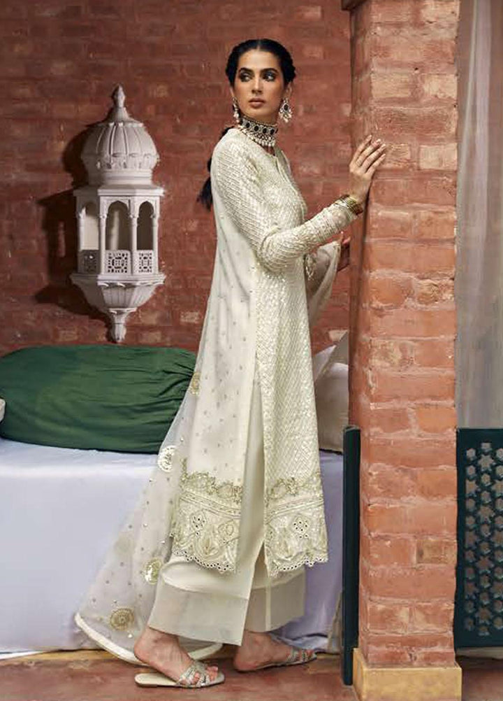 Luxe Atelier by Cross Stitch Embroidered Net Suits Unstitched 4 Piece CS22LA2 Ashen Glint - Luxury Collection
