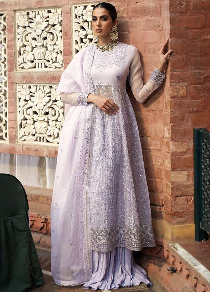 Luxe Atelier by Cross Stitch Embroidered Organza Suits Unstitched 4 Piece CS22LA2 Lavender Perse - Luxury Collection