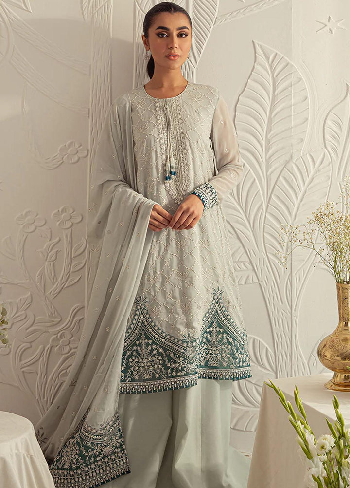 Luxe Atelier By Cross Stitch Embroidered Chiffon Suits Unstitched 4 Piece CS23LAL D-05 Freesia Pearl - Luxury Collection