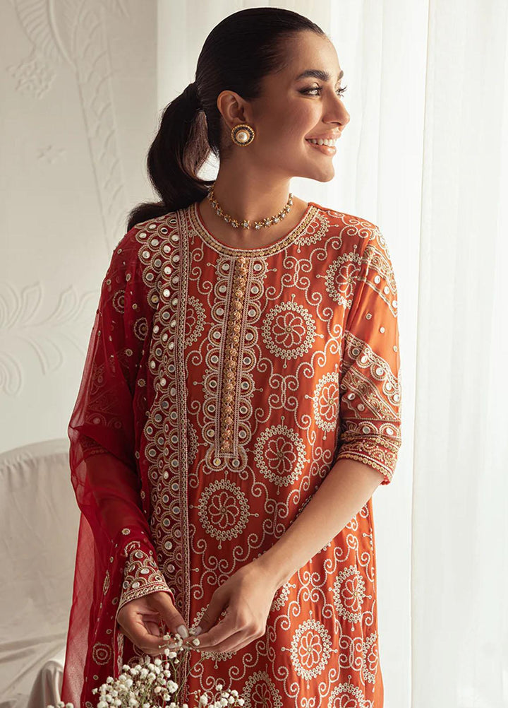 Luxe Atelier By Cross Stitch Embroidered Chiffon Suits Unstitched 4 Piece CS23LAL D-07 Crimson Ruby - Luxury Collection