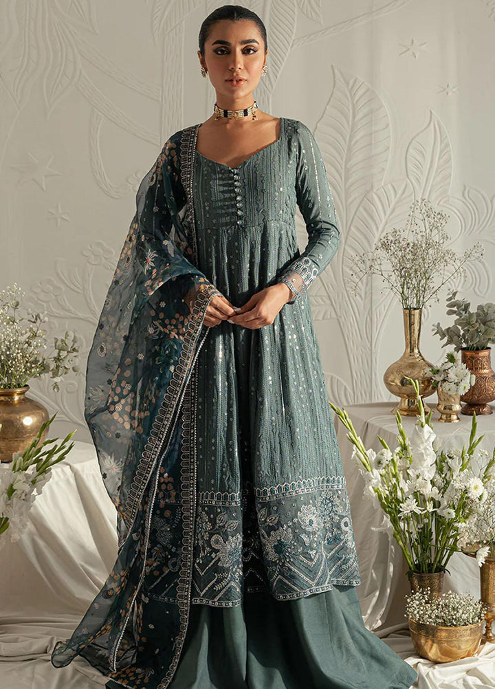 Luxe Atelier By Cross Stitch Embroidered Silk Suits Unstitched 4 Piece CS23LAL D-08 Vintage Ebony - Luxury Collection