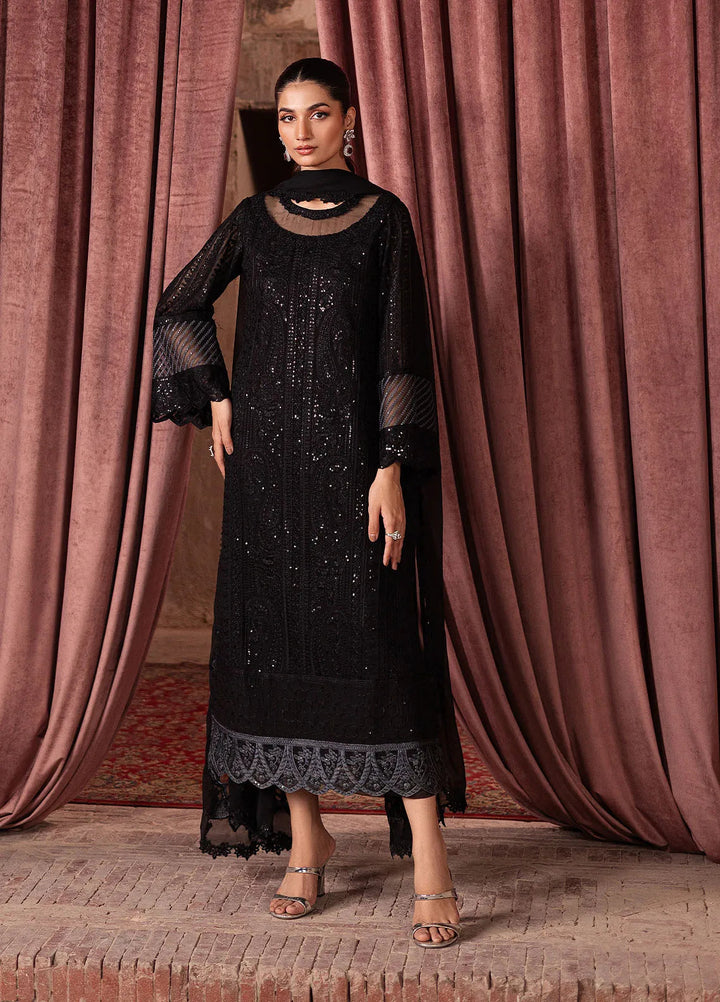 Luxe by Azure Embroidered Chiffon Suit Unstitched 3 Piece AZU24L Noir Mystique - Formal Collection