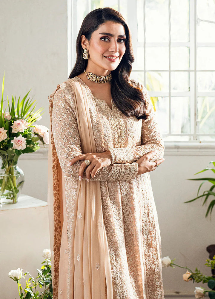 Luxe by Azure Embroidered Chiffon Suits Unstitched 3 Piece AZU25ED3 Celestial Cream - Festive Collection