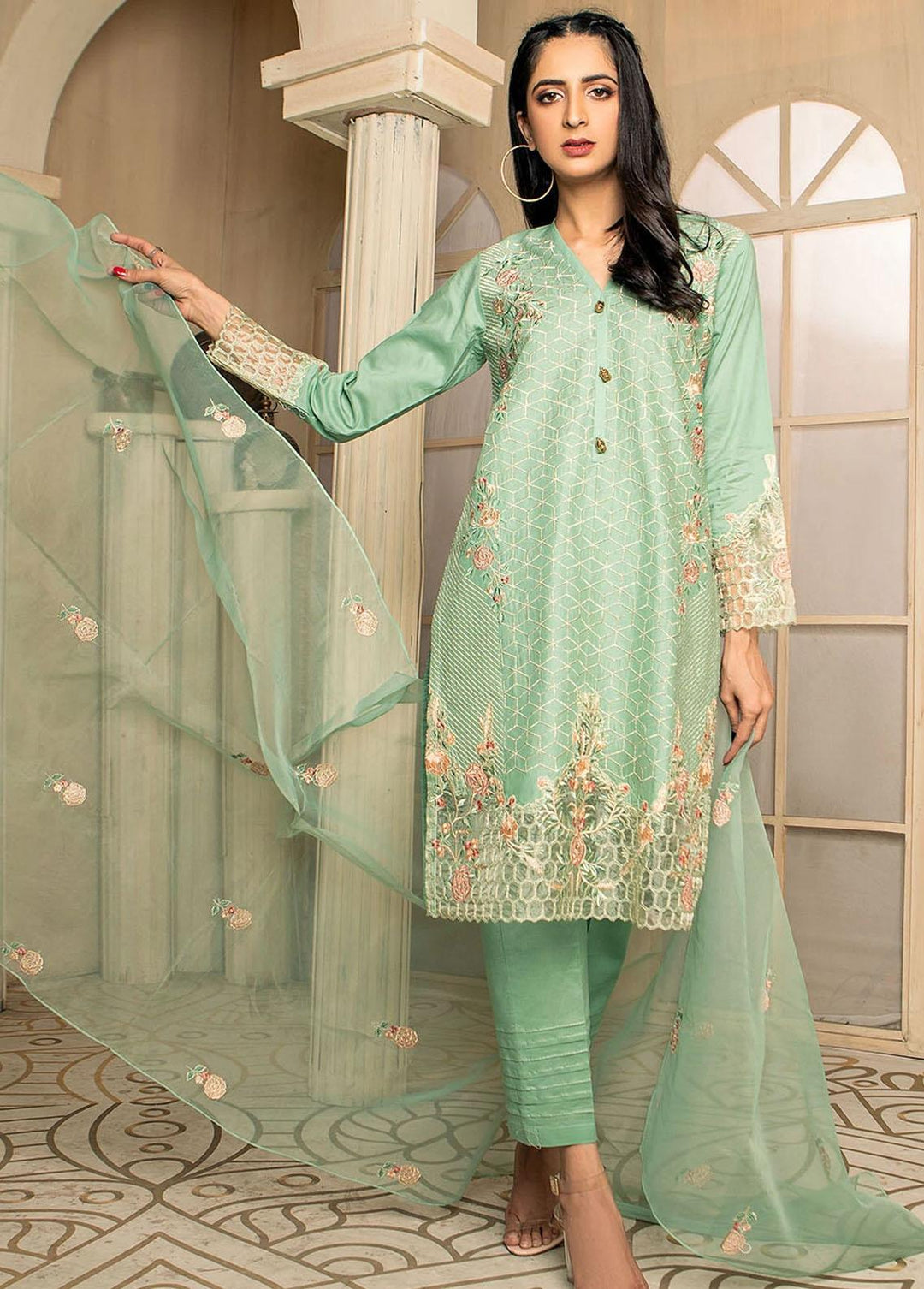 Madame Pret Embroidered Cotton 3 Piece MDM21P 2370