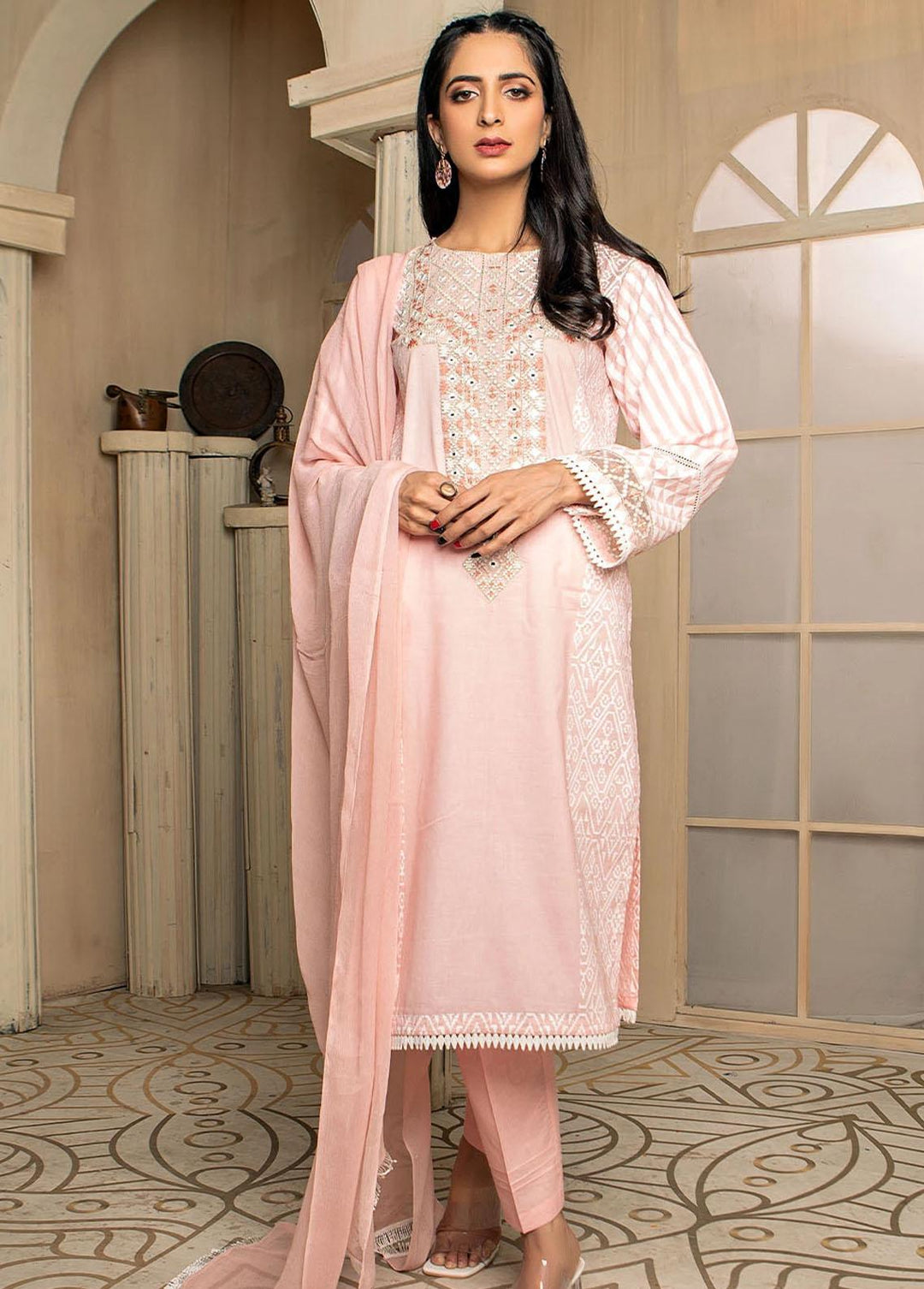 Madame Pret Embroidered Cotton 3 Piece MDM21P 2373