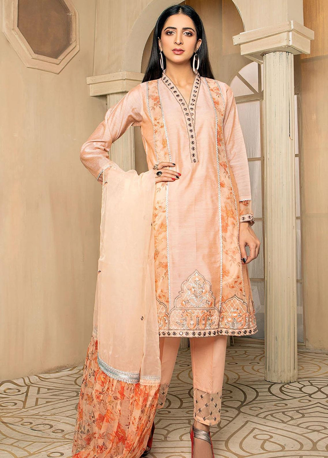 Madame Pret Embroidered Cotton 3 Piece MDM21P 2378