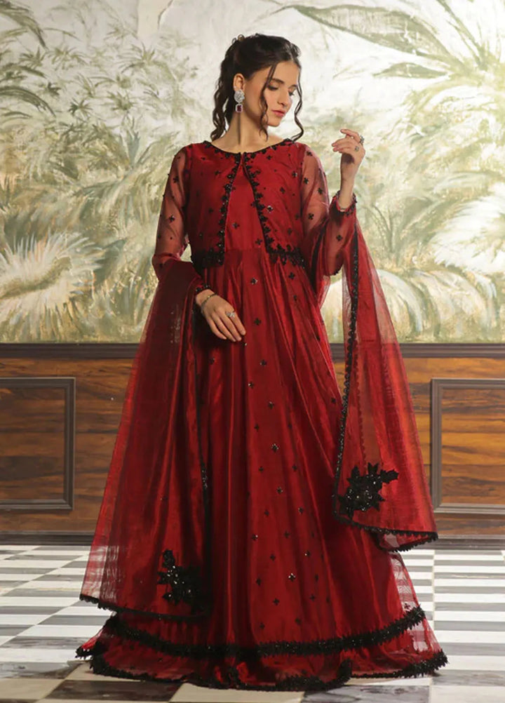 Mah e Noor by Rehan N Muzammil Pret Embroidered Khadi Net 3 Piece Suit Lupine