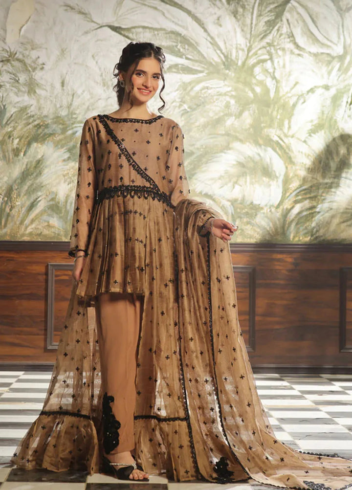 Mah e Noor by Rehan N Muzammil Pret Embroidered Khadi Net 3 Piece Suit Myrtle