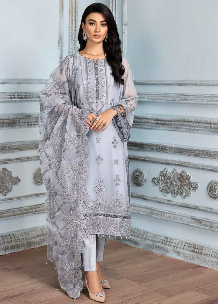 Mah-e-Ru By Alizeh Fashion Embroidered Chiffon Suits Unstitched 3 Piece AFB21MR 04 Surmai - Luxury Collection