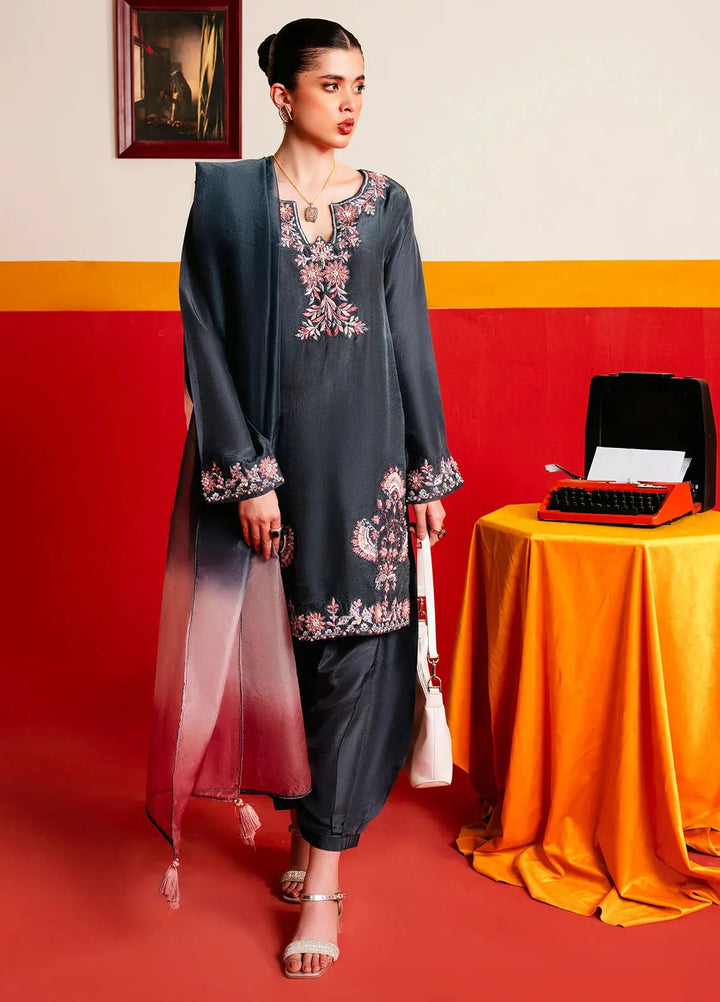 Maham Sultan Embroidered Pret Tussle Silk 3 Piece Suit Sonnet