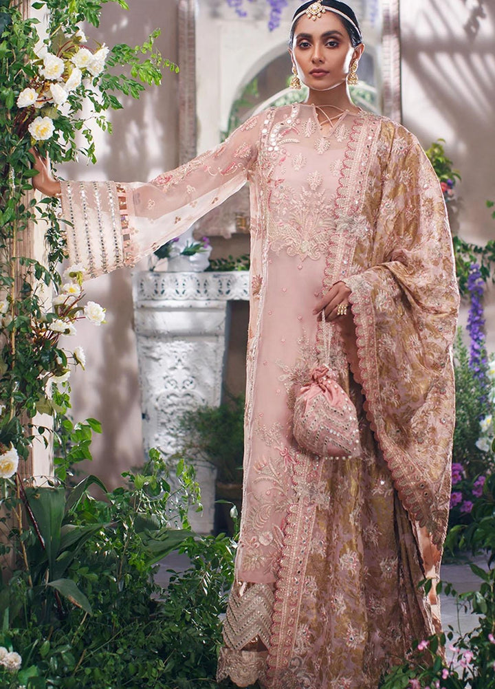 Mahgul Embroidered Organza Suits Unstitched 3 Piece MG21WU MWC-02 Opal Blossom - Wedding Formals Collection