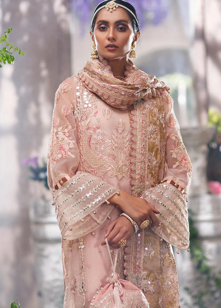 Mahgul Embroidered Organza Suits Unstitched 3 Piece MG21WU MWC-02 Opal Blossom - Wedding Formals Collection