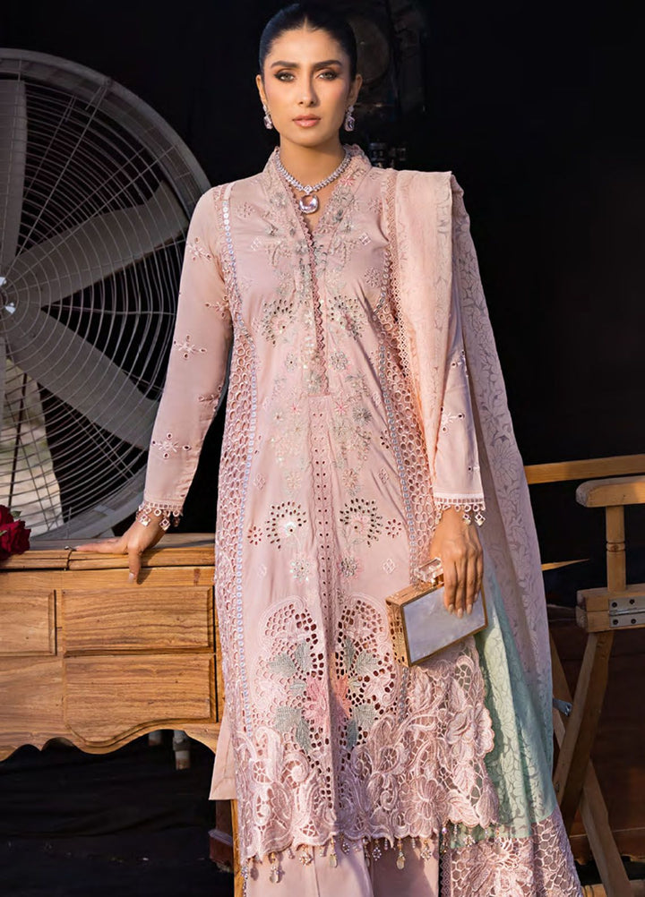 Mahiymaan By Al Zohaib Embroidered Lawn Suits Unstitched 3 Piece MAH24LL M-07 Rose Gold - Luxury Collection