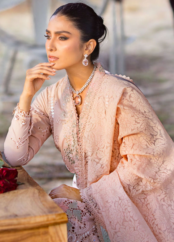 Mahiymaan By Al Zohaib Embroidered Lawn Suits Unstitched 3 Piece MAH24LL M-07 Rose Gold - Luxury Collection