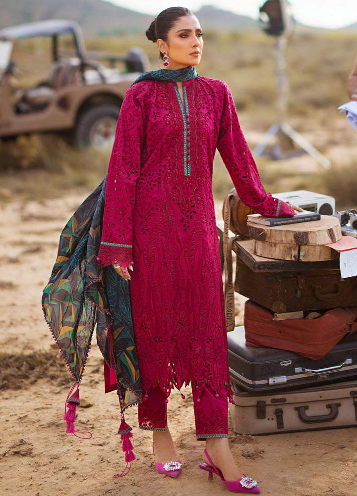 Mahiymaan By Al Zohaib Embroidered Lawn Suits Unstitched 3 Piece MAH24LL M-08 Eqal Raspherry - Luxury Collection
