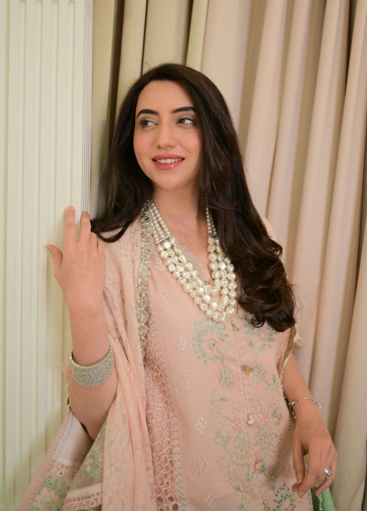 Mahiymaan By Al Zohaib Embroidered Lawn Suits Unstitched 3 Piece MAH24LL M-07 Rose Gold - Luxury Collection