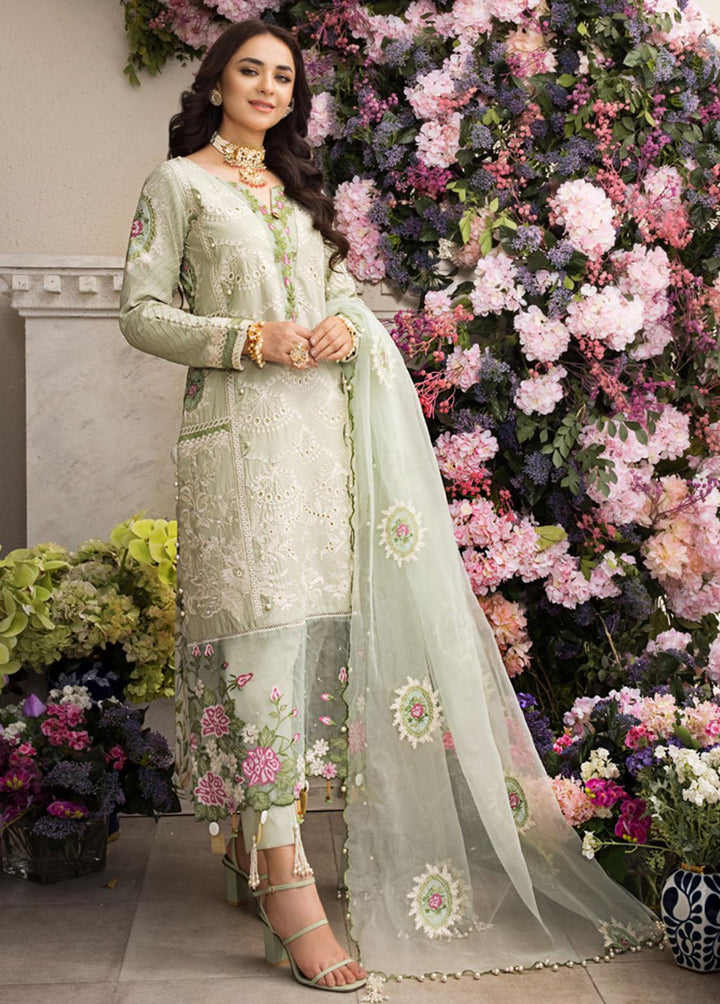 Mahiymaan By Al Zohaib Embroidered Lawn Suits Unstitched 3 Piece MAH23LE D-01 - Luxury Eid Collection