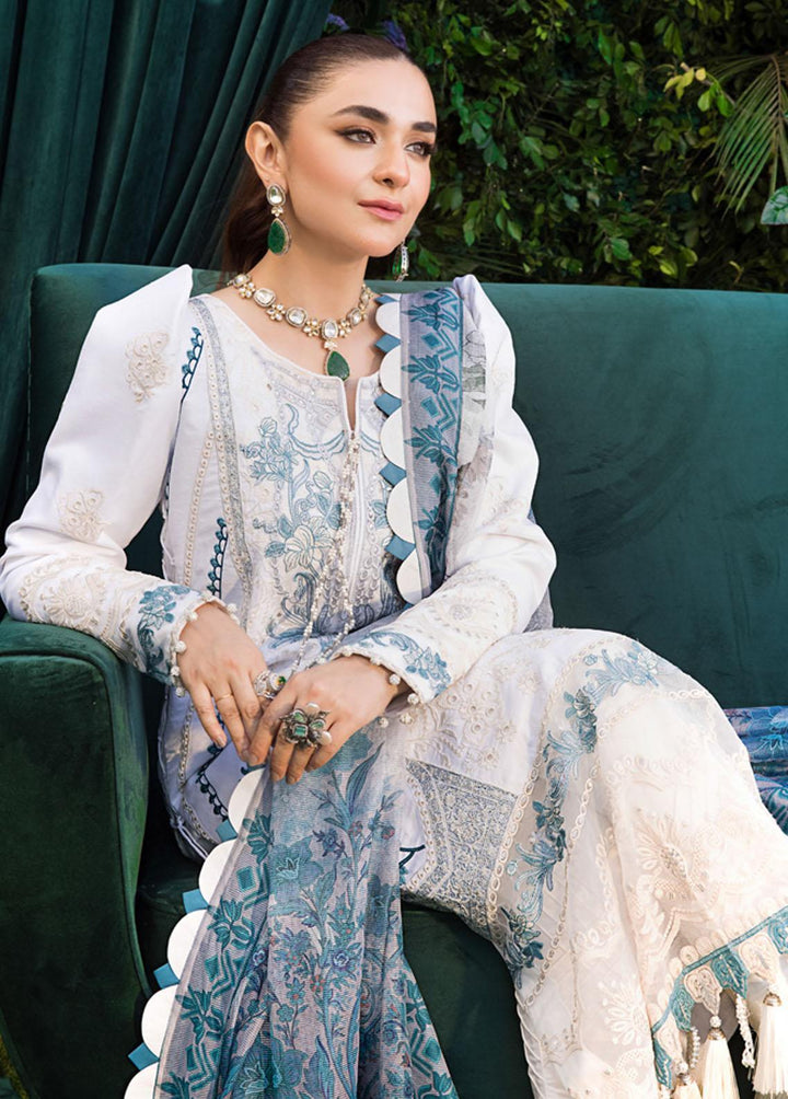 Mahiymaan By Al Zohaib Embroidered Lawn Suits Unstitched 3 Piece MAH23LE D-11 - Luxury Eid Collection
