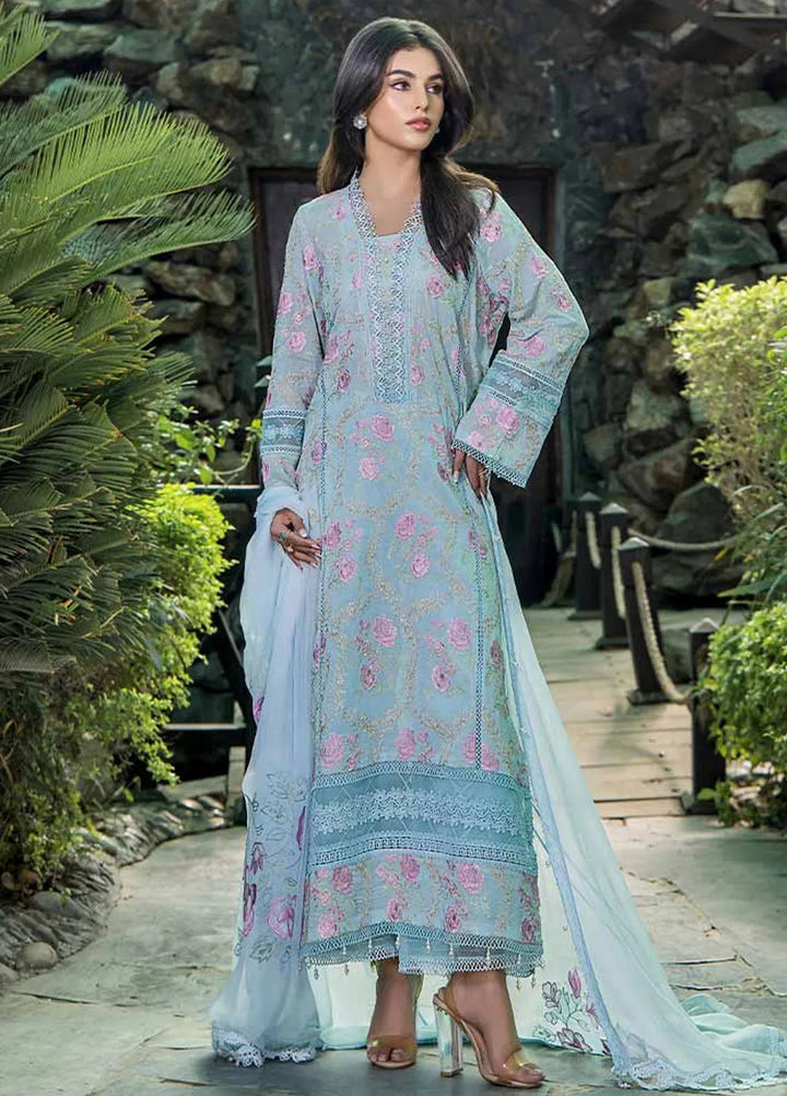 Malook By Shazia Ovais Embroidered Lawn Suit Unstitched 3 Piece MLK24S MILL-004 Royal - Summer Collection