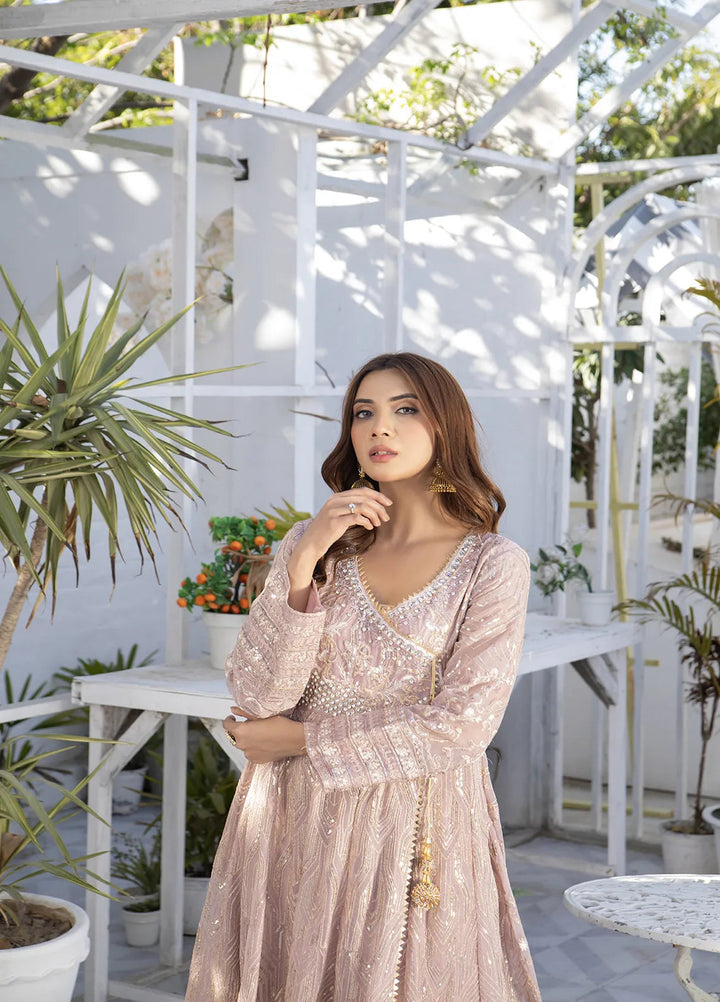 Manahils Pret Embroidered Chiffon 3 Piece Suit KURTI 105 Lilac