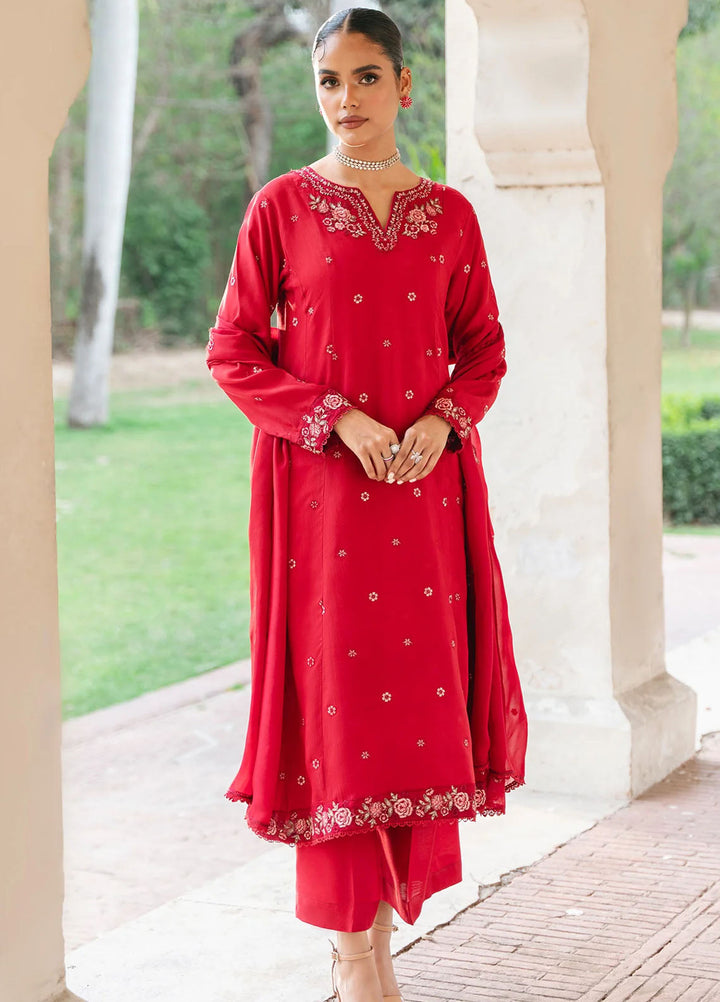 Mannat Pret Embroidered Raw Silk 3 Piece Suit Aspen