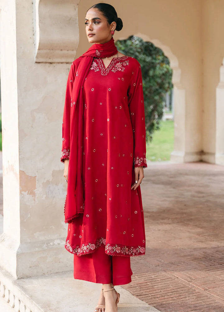 Mannat Pret Embroidered Raw Silk 3 Piece Suit Aspen