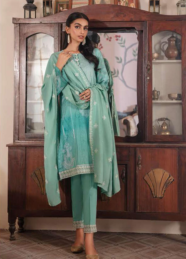 Manzil by Cross Stitch Embroidered Linen Suits Unstitched 3 Piece CS21KL D-07 CRYSTAL LINES - Winter Collection