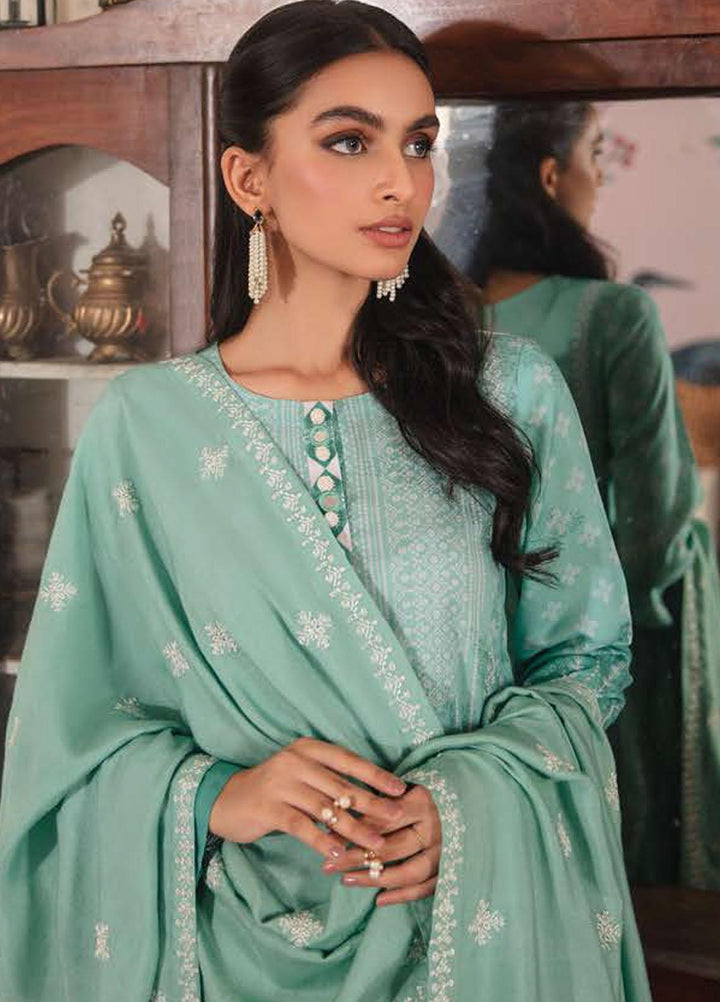 Manzil by Cross Stitch Embroidered Linen Suits Unstitched 3 Piece CS21KL D-07 CRYSTAL LINES - Winter Collection